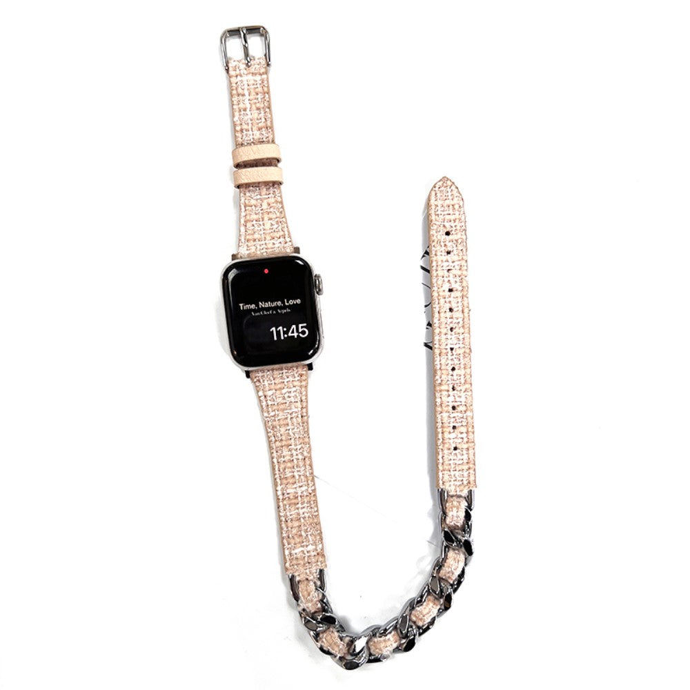 Fint Metal Og Kunstlæder Universal Rem passer til Apple Smartwatch - Hvid#serie_3