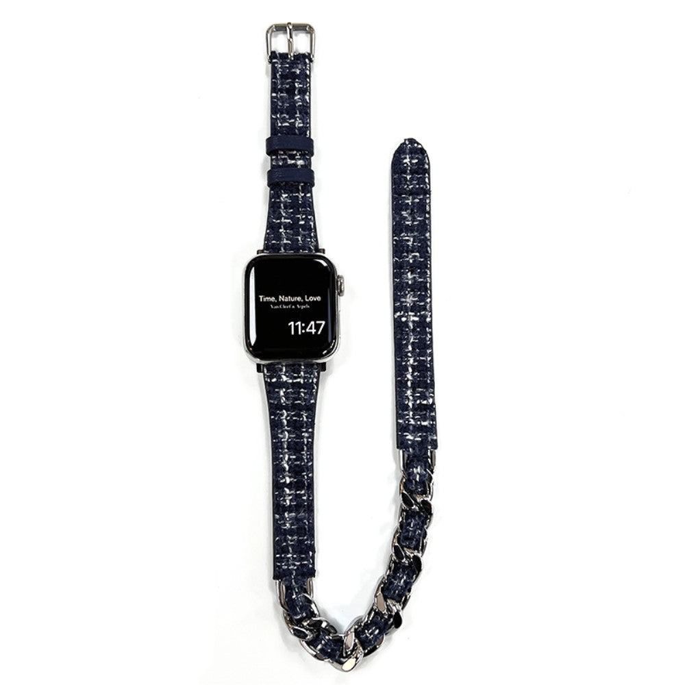 Fint Metal Og Kunstlæder Universal Rem passer til Apple Smartwatch - Blå#serie_4