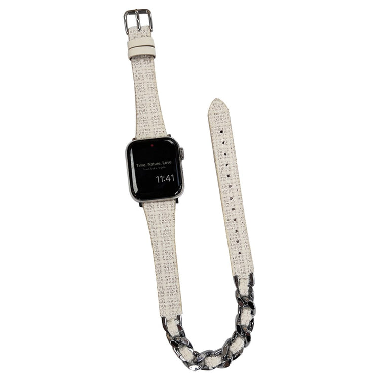 Fint Metal Og Kunstlæder Universal Rem passer til Apple Smartwatch - Hvid#serie_5