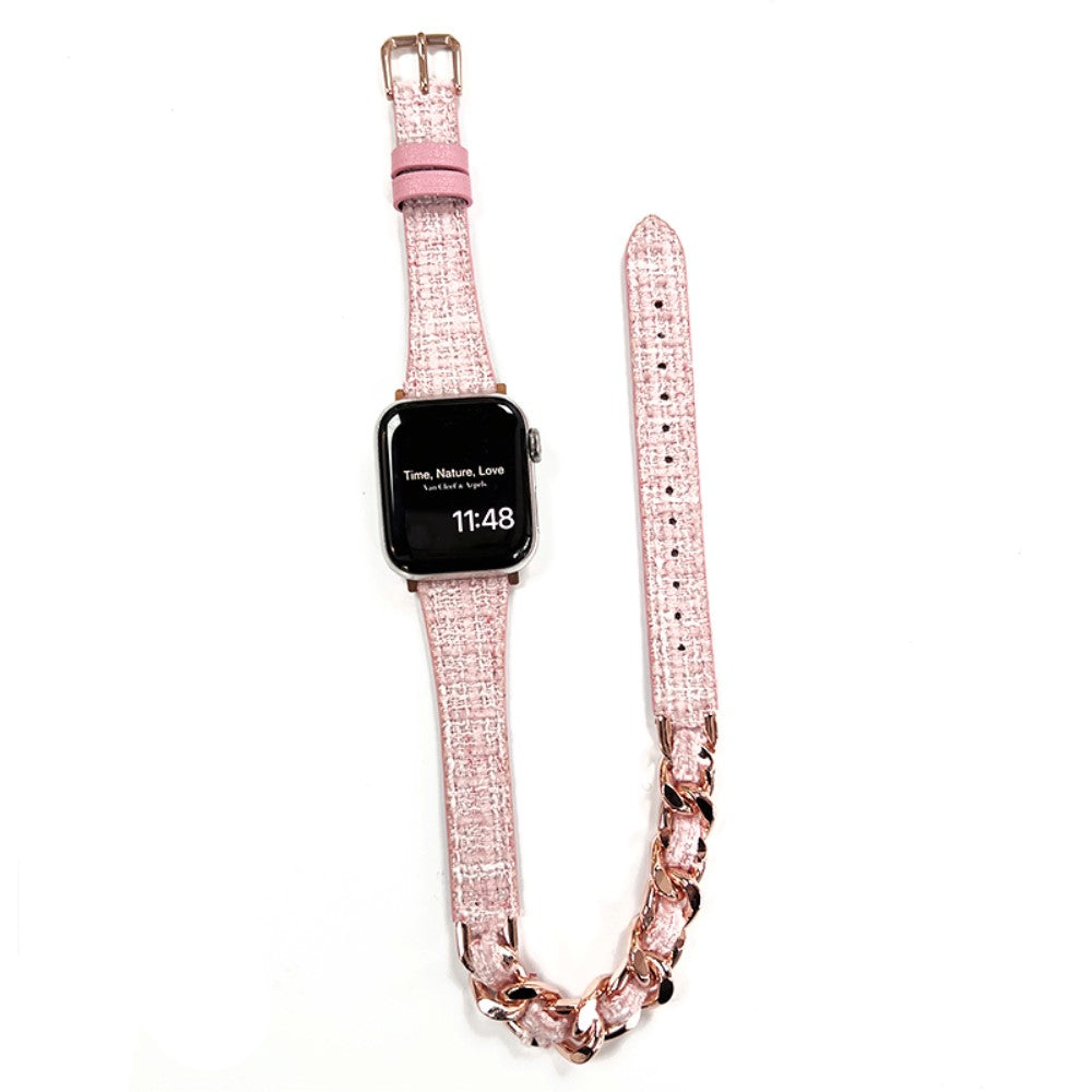 Fint Metal Og Kunstlæder Universal Rem passer til Apple Smartwatch - Pink#serie_7