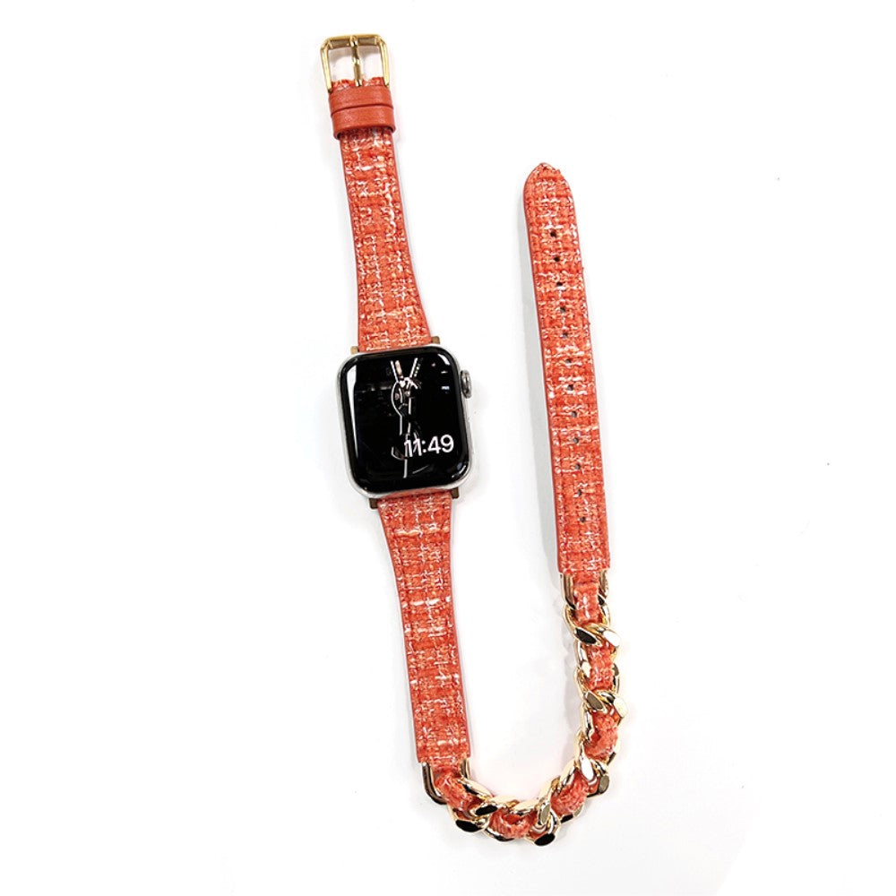 Fint Metal Og Kunstlæder Universal Rem passer til Apple Smartwatch - Orange#serie_8
