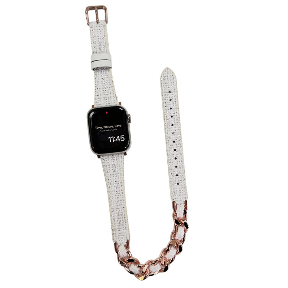 Fint Metal Og Kunstlæder Universal Rem passer til Apple Smartwatch - Pink#serie_9