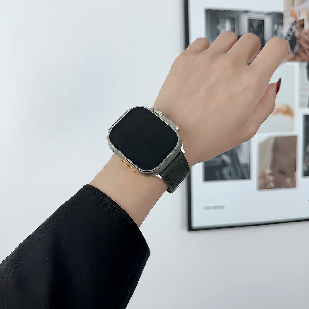 Solid Kunstlæder Og Silikone Universal Rem passer til Apple Smartwatch - Pink#serie_3