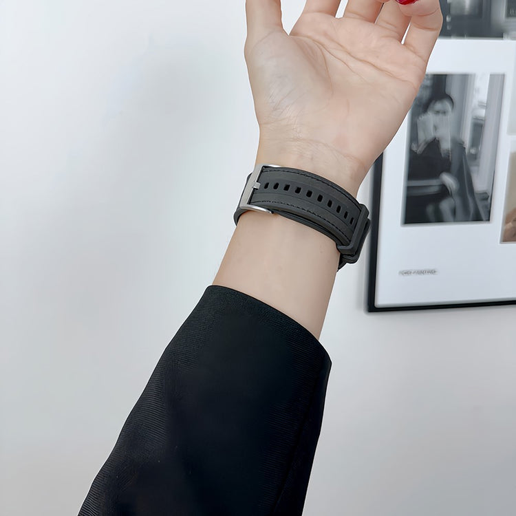 Sejt Kunstlæder Og Silikone Universal Rem passer til Apple Smartwatch - Rød#serie_4