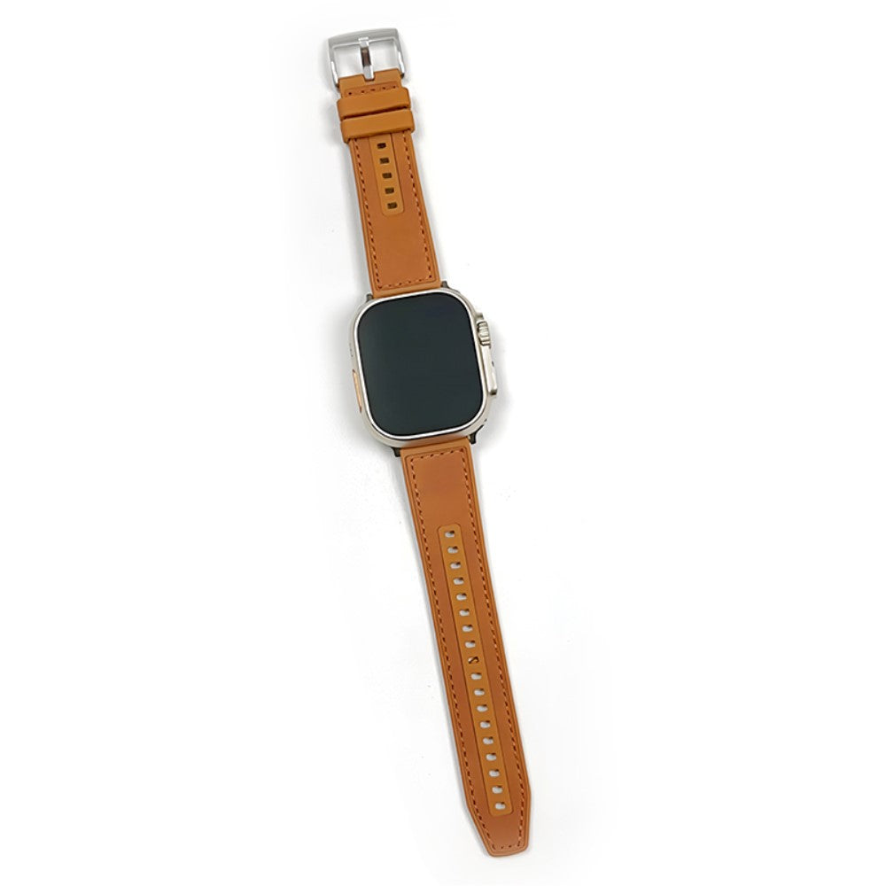 Sejt Kunstlæder Og Silikone Universal Rem passer til Apple Smartwatch - Gul#serie_6
