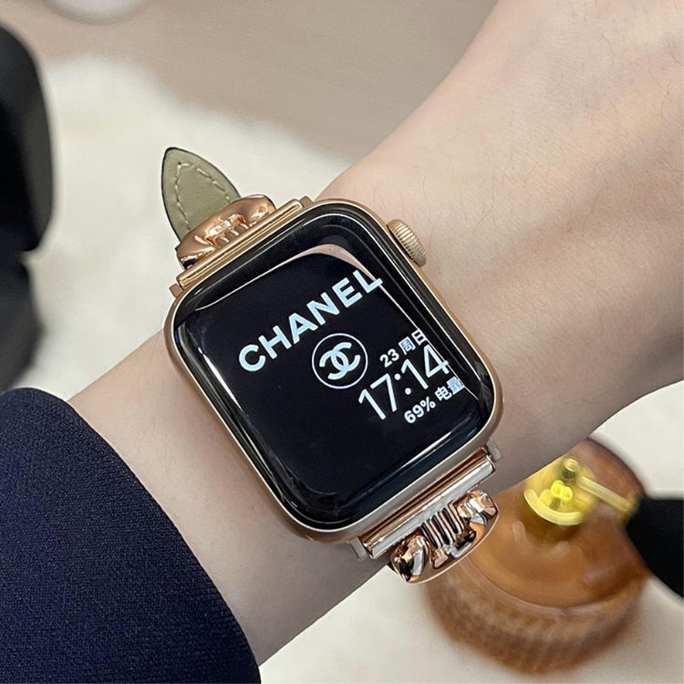 Meget Fint Ægte Læder Universal Rem passer til Apple Smartwatch - Sort#serie_2
