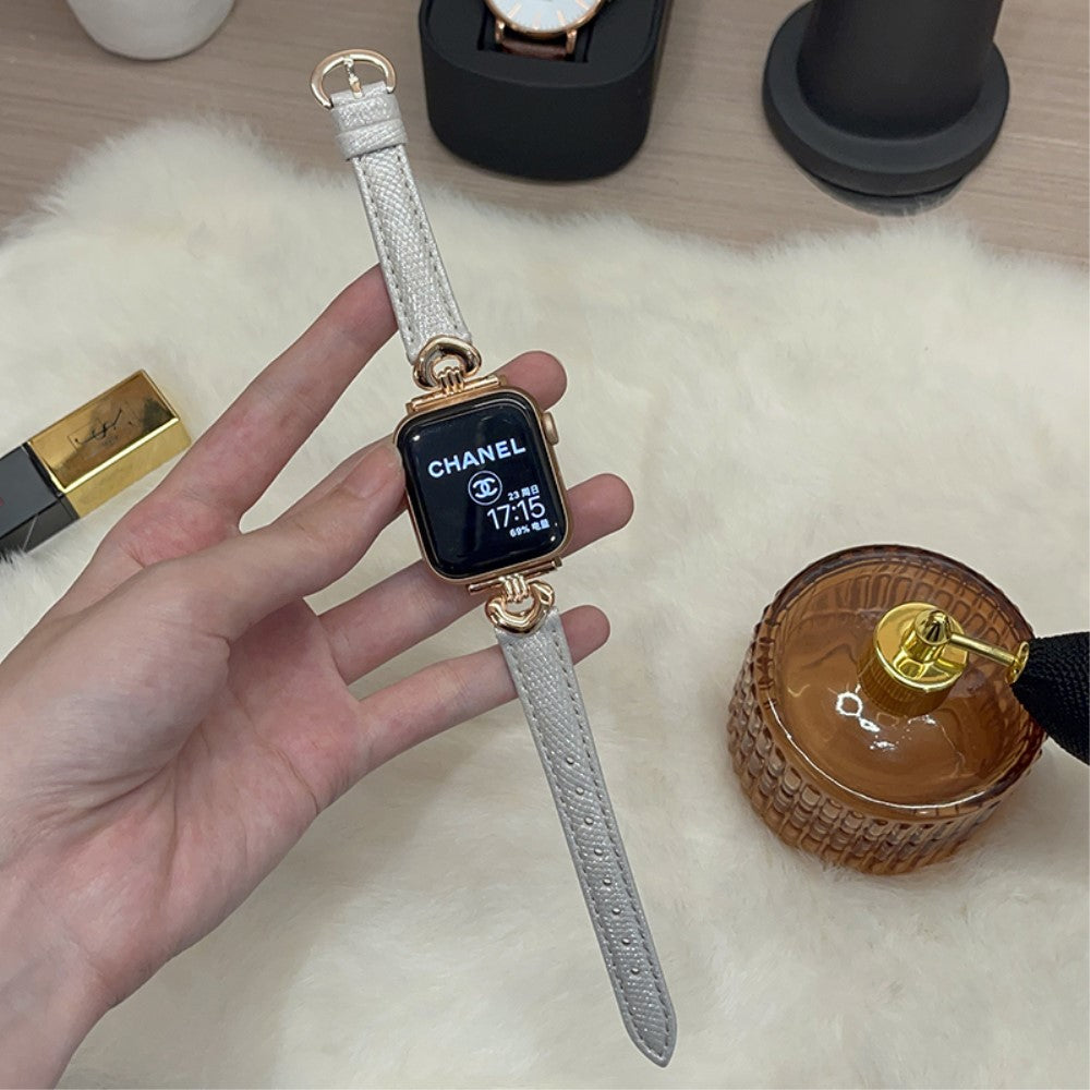 Meget Fint Ægte Læder Universal Rem passer til Apple Smartwatch - Hvid#serie_3