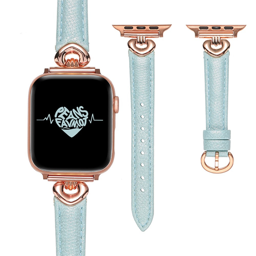 Meget Fint Ægte Læder Universal Rem passer til Apple Smartwatch - Blå#serie_5