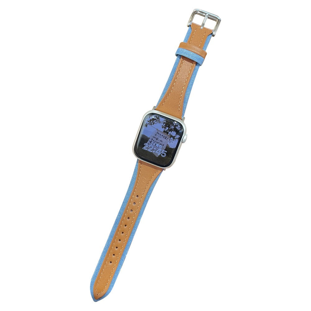 Elegant Ægte Læder Og Nylon Universal Rem passer til Apple Smartwatch - Brun#serie_2