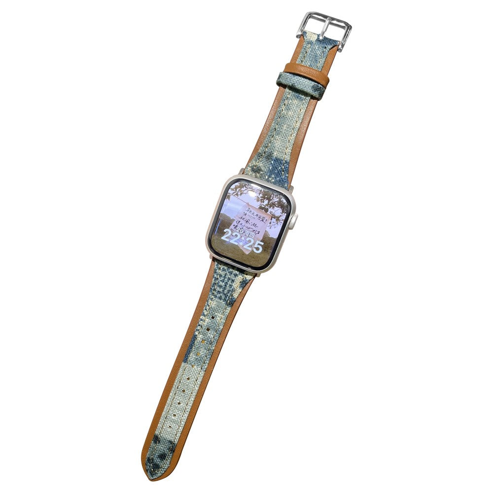 Elegant Ægte Læder Og Nylon Universal Rem passer til Apple Smartwatch - Brun#serie_3