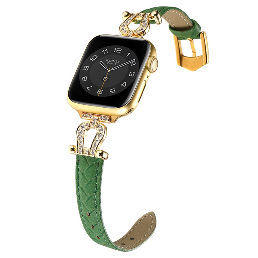 Mega Skøn Ægte Læder Universal Rem passer til Apple Smartwatch - Grøn#serie_1