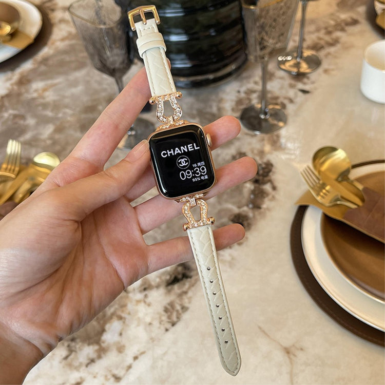 Mega Skøn Ægte Læder Universal Rem passer til Apple Smartwatch - Hvid#serie_7
