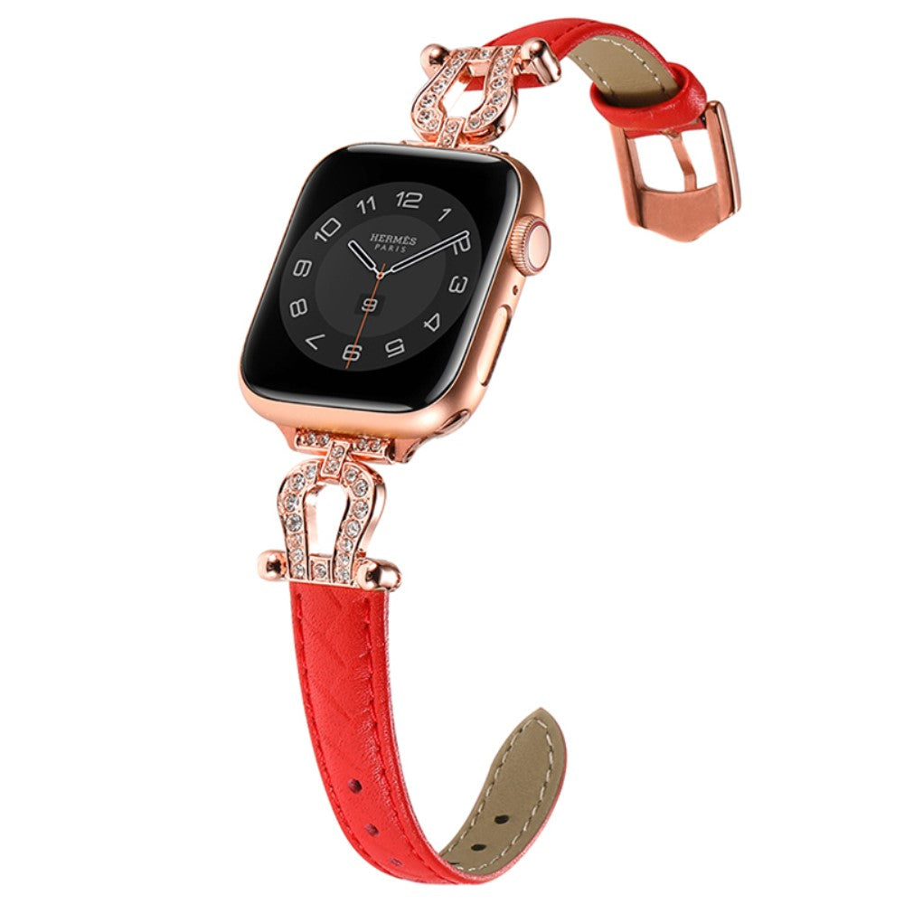 Mega Skøn Ægte Læder Universal Rem passer til Apple Smartwatch - Rød#serie_11
