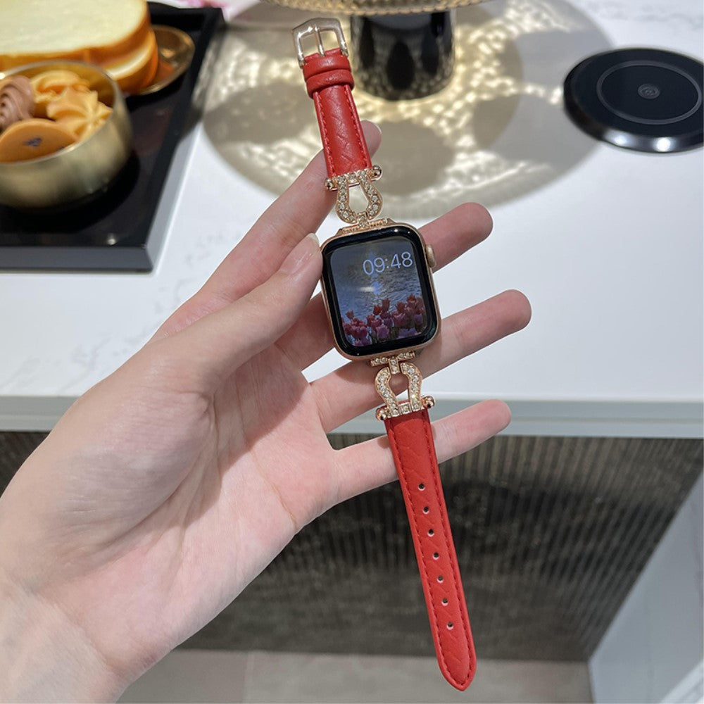 Mega Skøn Ægte Læder Universal Rem passer til Apple Smartwatch - Rød#serie_11