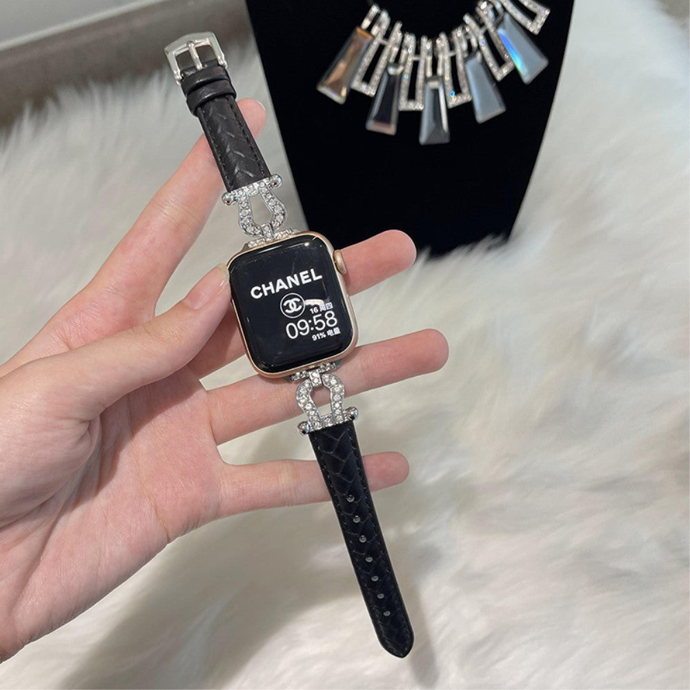 Mega Skøn Ægte Læder Universal Rem passer til Apple Smartwatch - Sort#serie_14
