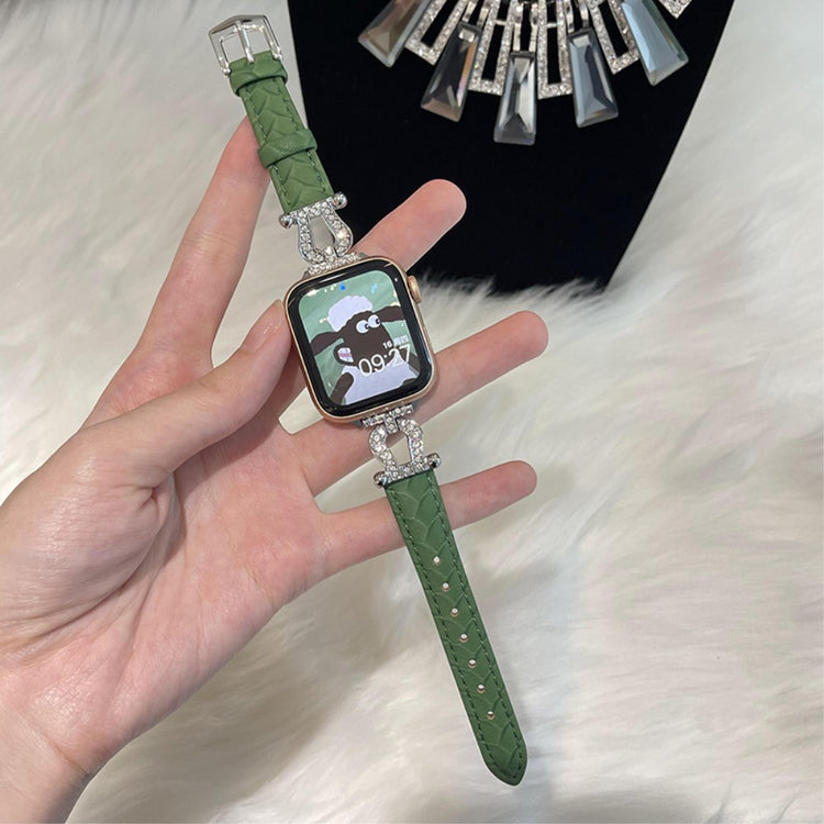 Mega Skøn Ægte Læder Universal Rem passer til Apple Smartwatch - Grøn#serie_15