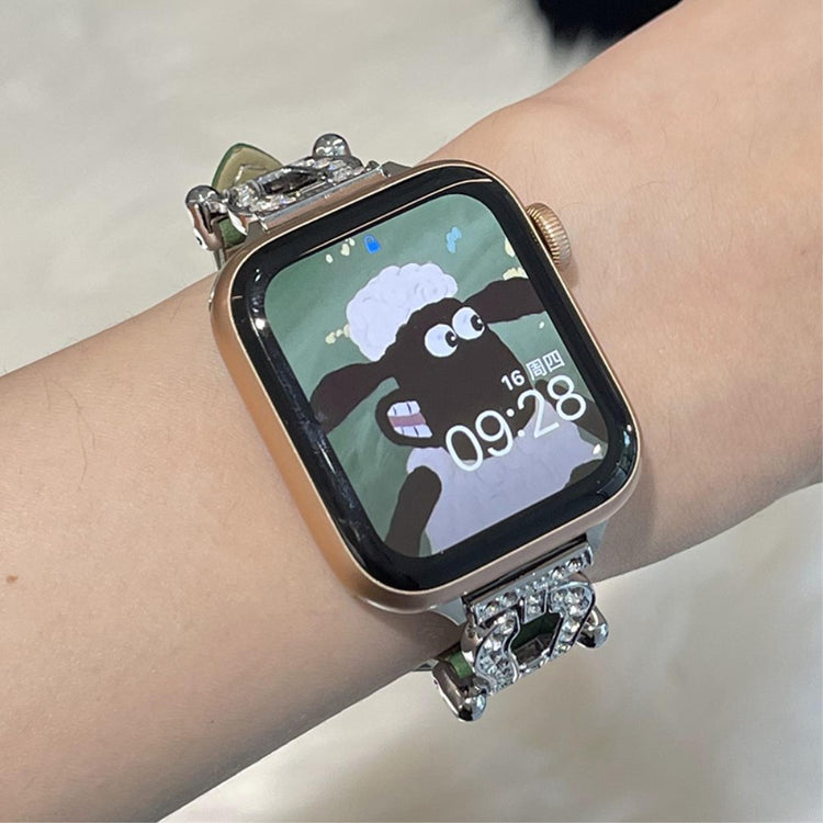 Mega Skøn Ægte Læder Universal Rem passer til Apple Smartwatch - Grøn#serie_15