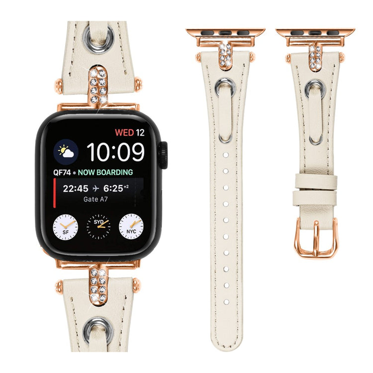 Rigtigt Fed Ægte Læder Universal Rem passer til Apple Smartwatch - Hvid#serie_1