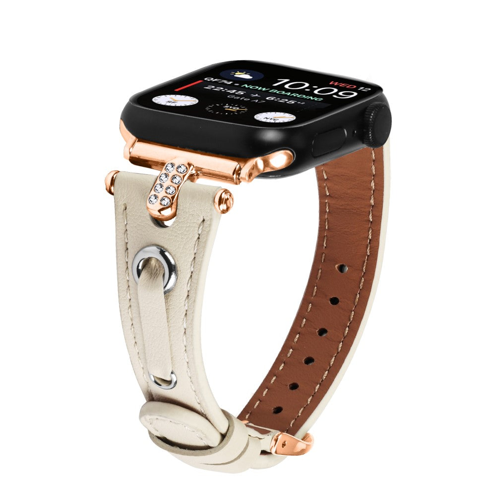 Rigtigt Fed Ægte Læder Universal Rem passer til Apple Smartwatch - Hvid#serie_1