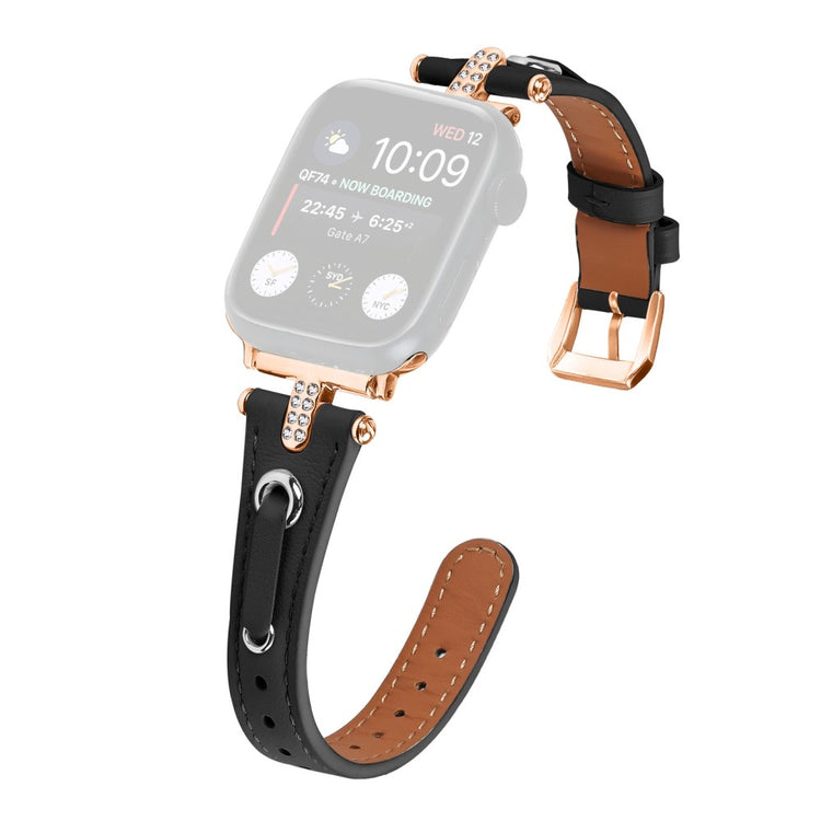 Rigtigt Fed Ægte Læder Universal Rem passer til Apple Smartwatch - Sort#serie_3