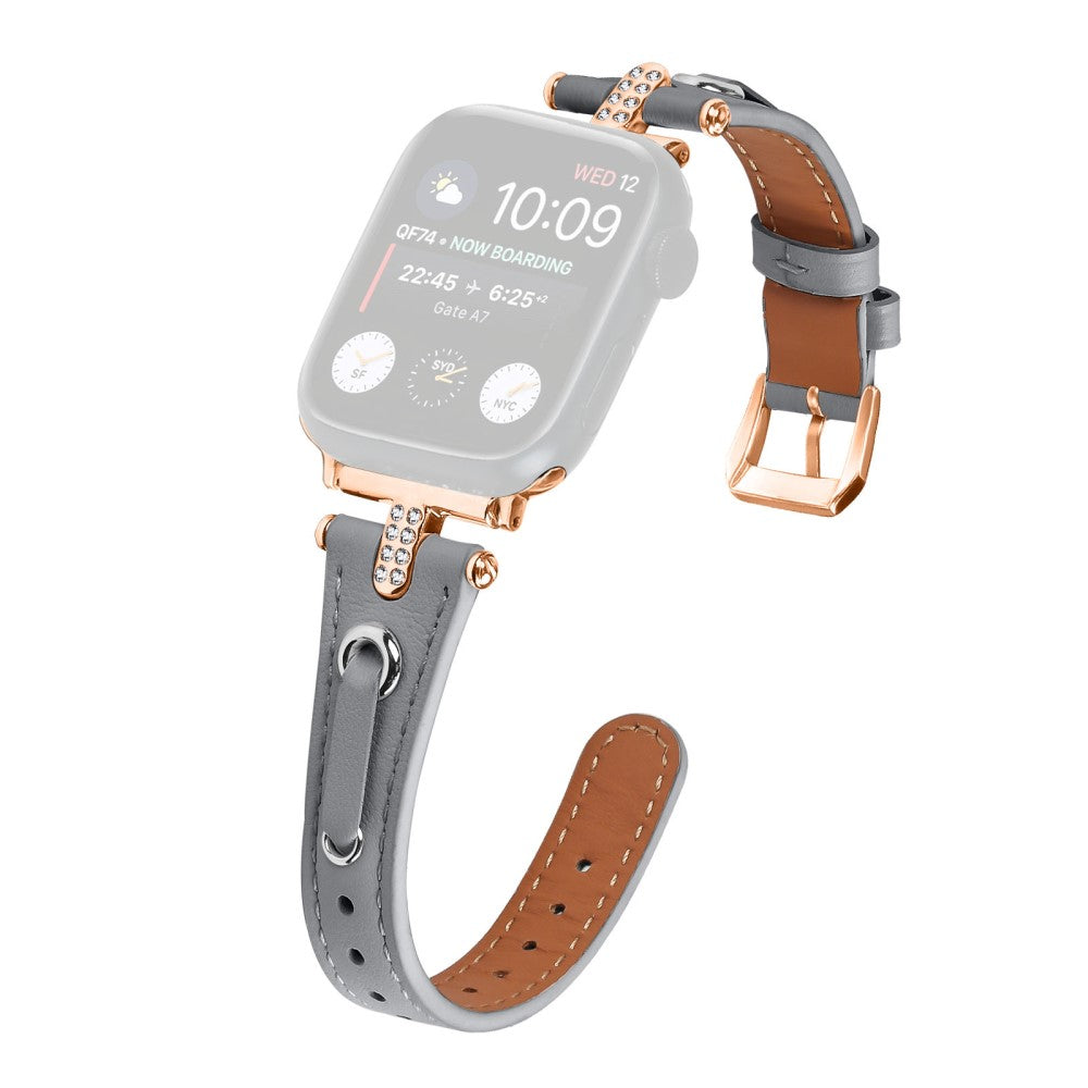 Rigtigt Fed Ægte Læder Universal Rem passer til Apple Smartwatch - Sølv#serie_4
