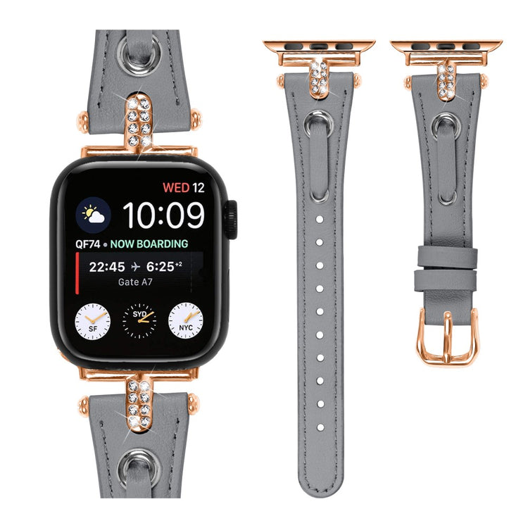 Rigtigt Fed Ægte Læder Universal Rem passer til Apple Smartwatch - Sølv#serie_4