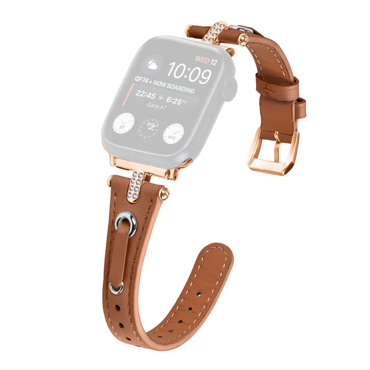 Rigtigt Fed Ægte Læder Universal Rem passer til Apple Smartwatch - Brun#serie_5