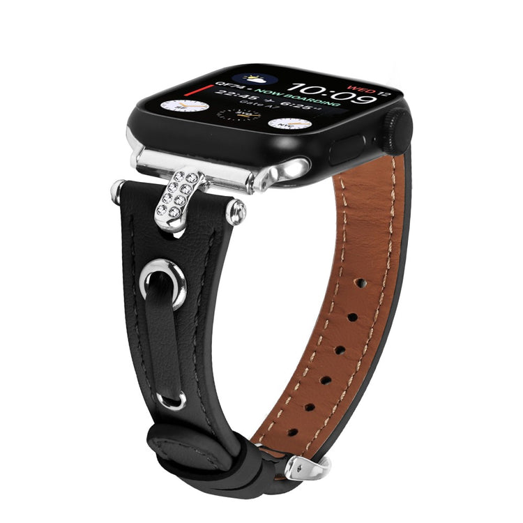 Helt Vildt Pænt Ægte Læder Universal Rem passer til Apple Smartwatch - Sort#serie_1