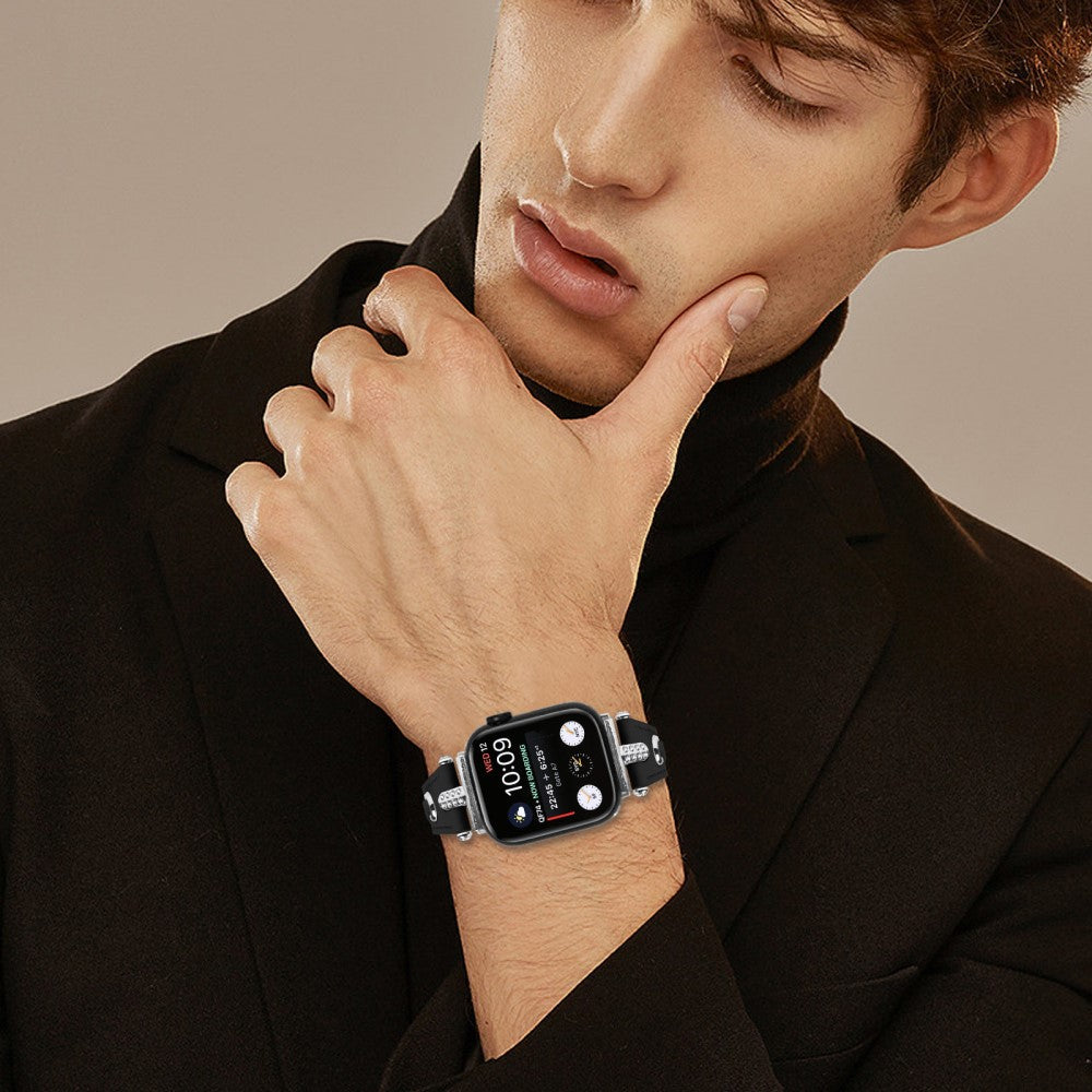 Helt Vildt Pænt Ægte Læder Universal Rem passer til Apple Smartwatch - Sort#serie_1
