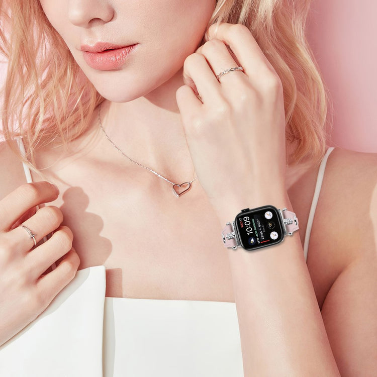 Helt Vildt Pænt Ægte Læder Universal Rem passer til Apple Smartwatch - Pink#serie_2