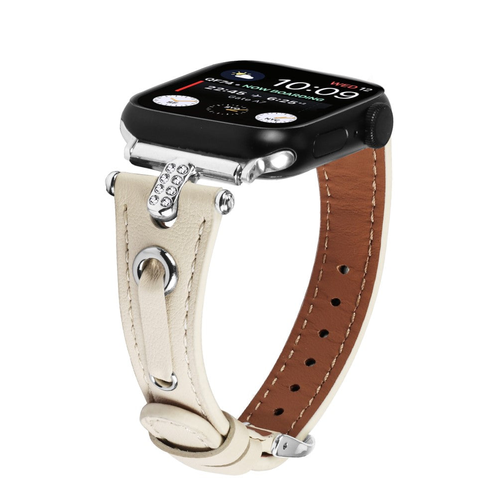 Helt Vildt Pænt Ægte Læder Universal Rem passer til Apple Smartwatch - Hvid#serie_4