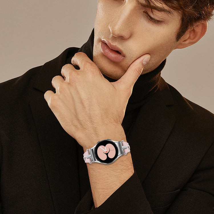 Mega Fantastisk Ægte Læder Universal Rem passer til Samsung Smartwatch - Pink#serie_1