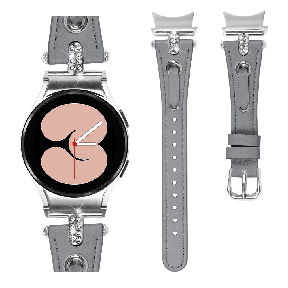 Mega Fantastisk Ægte Læder Universal Rem passer til Samsung Smartwatch - Sølv#serie_3