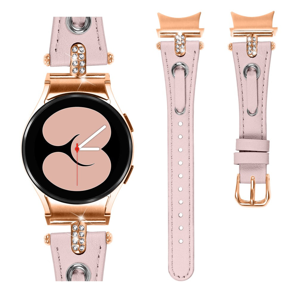 Klassisk Ægte Læder Universal Rem passer til Samsung Smartwatch - Pink#serie_2