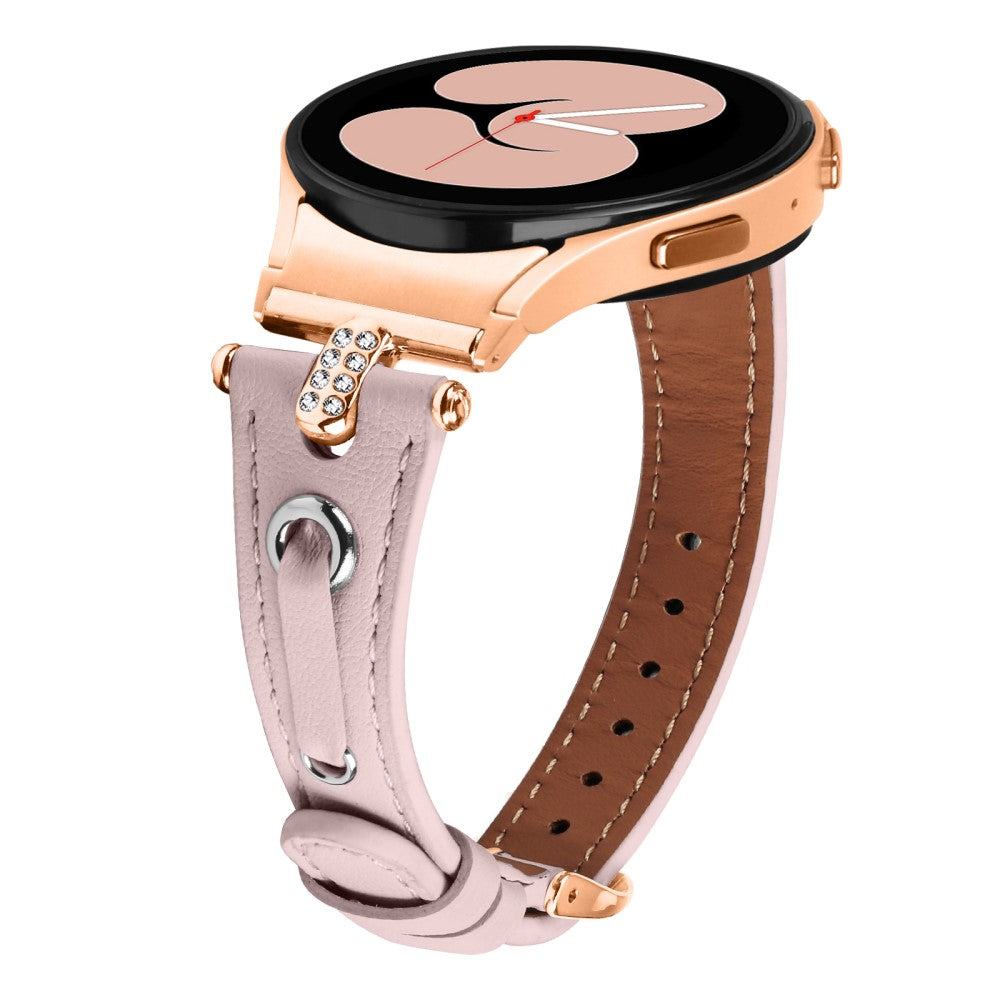 Klassisk Ægte Læder Universal Rem passer til Samsung Smartwatch - Pink#serie_2