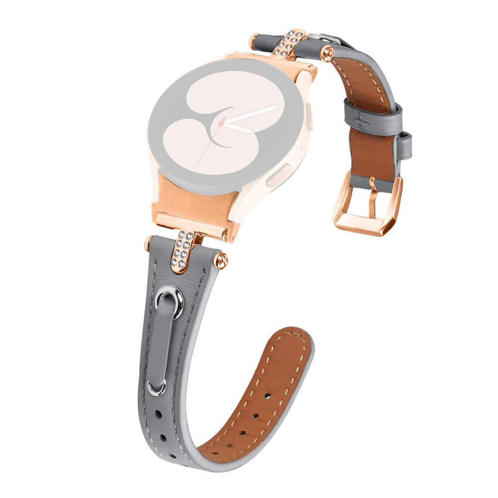 Klassisk Ægte Læder Universal Rem passer til Samsung Smartwatch - Sølv#serie_3