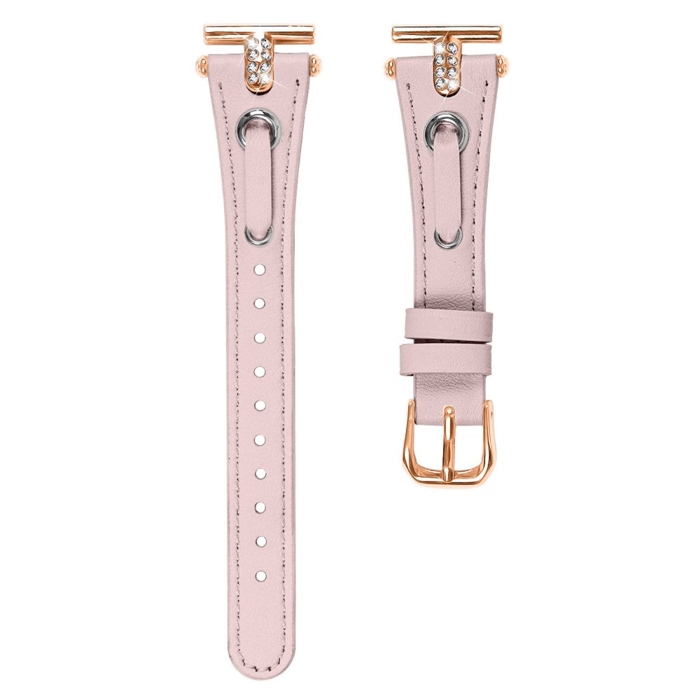 Super Holdbart Ægte Læder Universal Rem passer til Huawei Smartwatch - Pink#serie_2