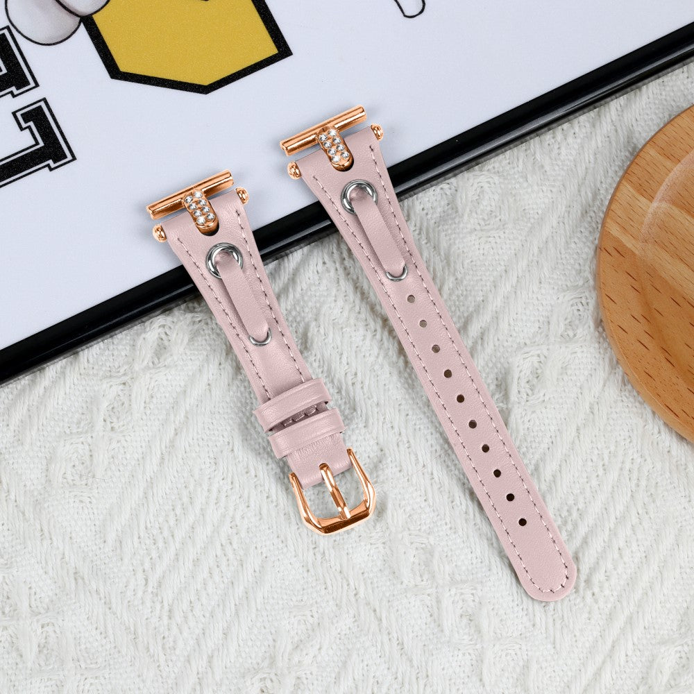 Super Holdbart Ægte Læder Universal Rem passer til Huawei Smartwatch - Pink#serie_2