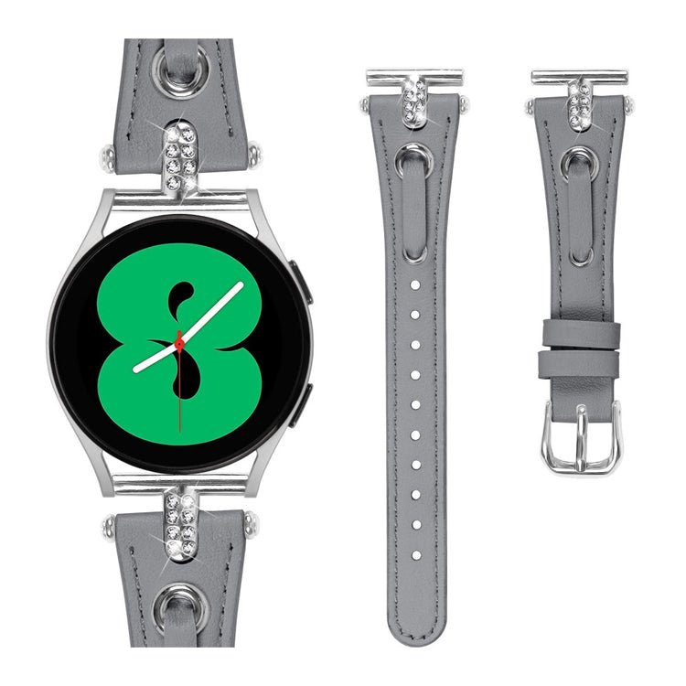 Rigtigt Smuk Ægte Læder Universal Rem passer til Samsung Smartwatch - Sølv#serie_3