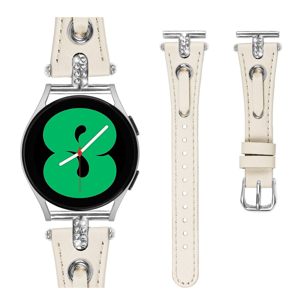 Rigtigt Smuk Ægte Læder Universal Rem passer til Samsung Smartwatch - Hvid#serie_4