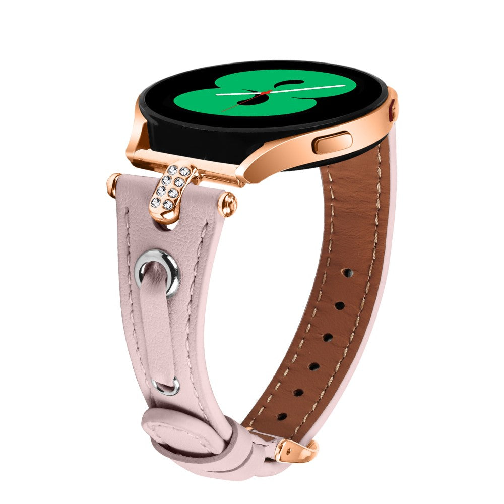Super Holdbart Ægte Læder Universal Rem passer til Samsung Smartwatch - Pink#serie_1