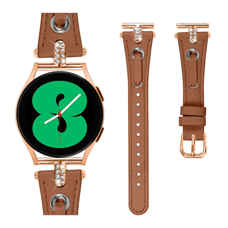 Super Holdbart Ægte Læder Universal Rem passer til Samsung Smartwatch - Brun#serie_5