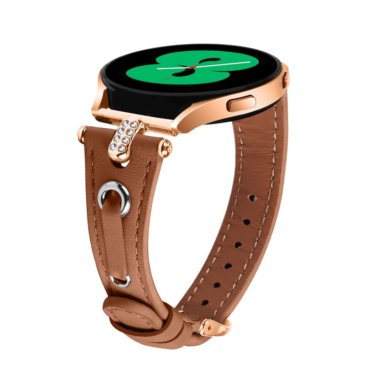 Super Holdbart Ægte Læder Universal Rem passer til Samsung Smartwatch - Brun#serie_5