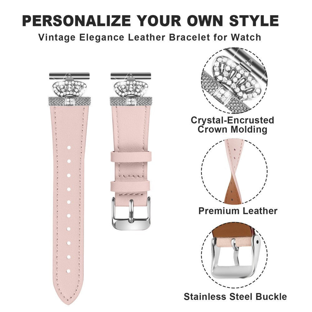 Super Smuk Ægte Læder Rem passer til LG Watch Sport - Pink#serie_4