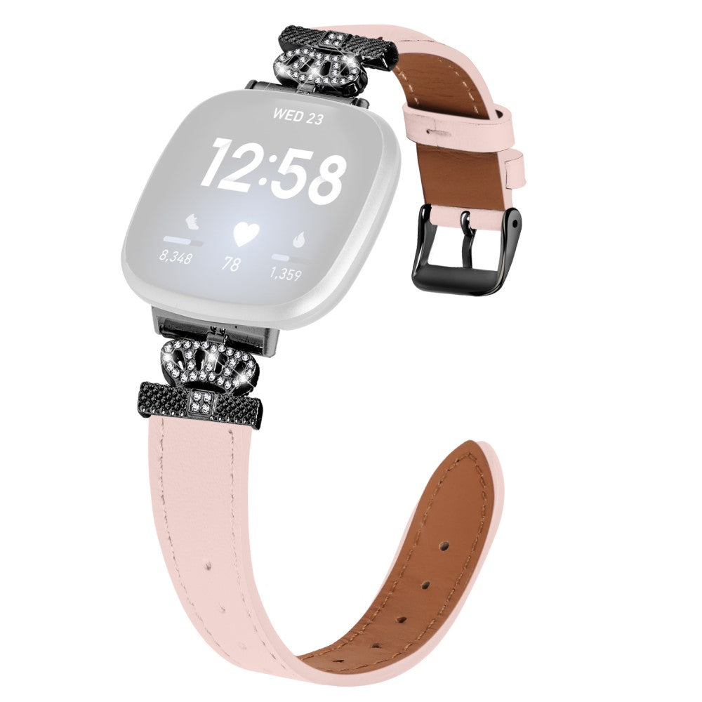 Ægte Læder Universal Rem passer til Fitbit Versa 4 / Fitbit Sense 2 - Pink#serie_4