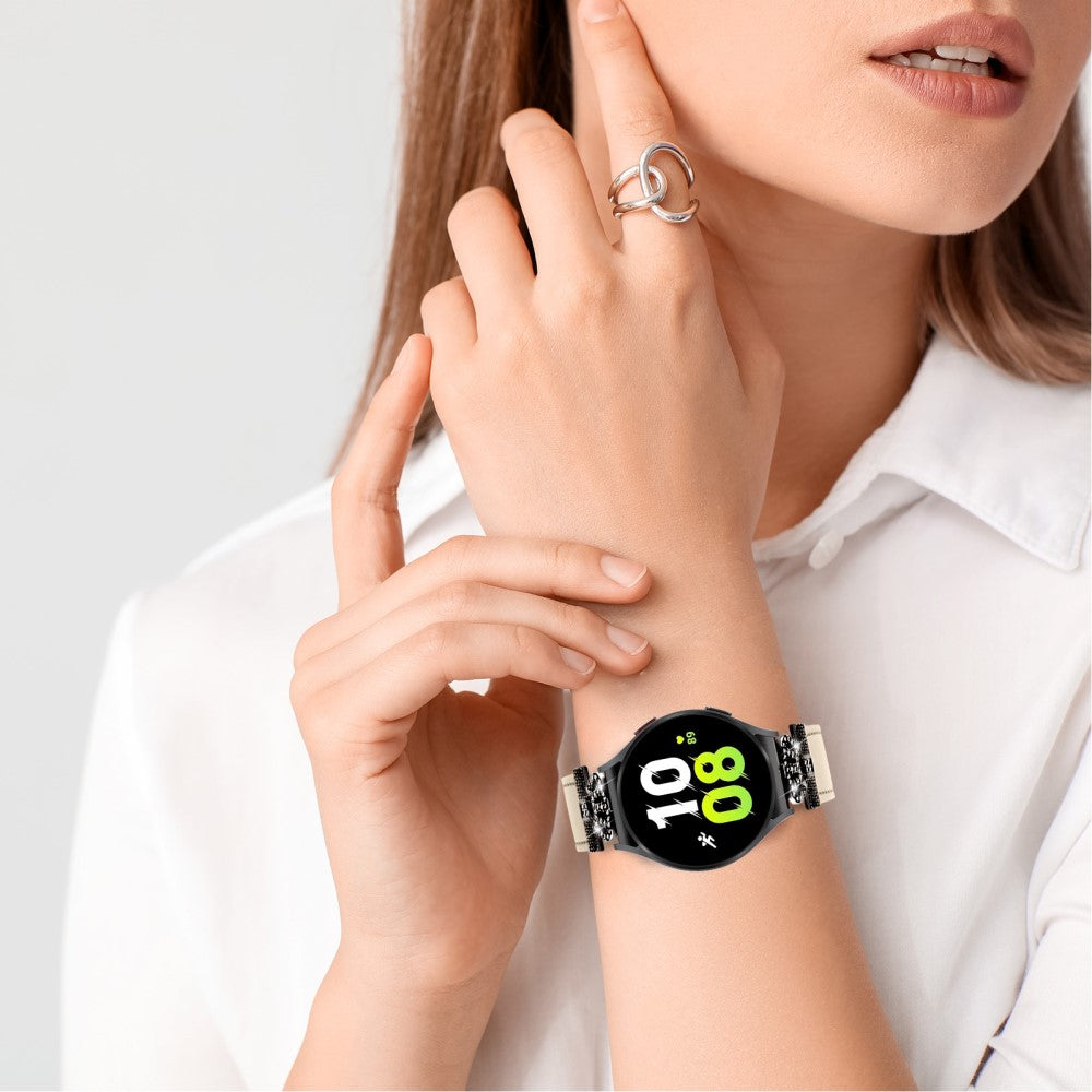 Meget Hårdfør Ægte Læder Universal Rem passer til Samsung Smartwatch - Hvid#serie_2