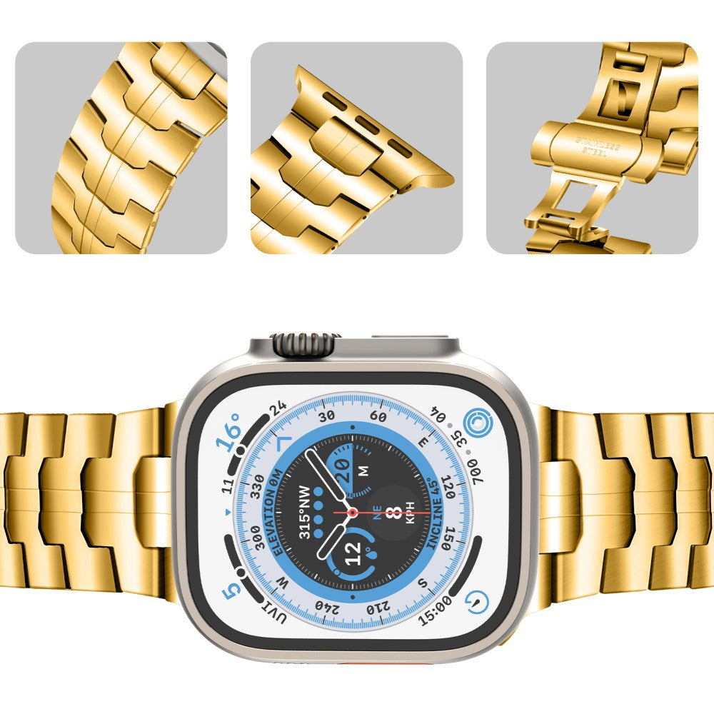 Helt Vildt Hårdfør Metal Universal Rem passer til Apple Smartwatch - Guld#serie_3