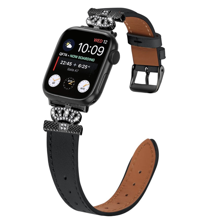 Rigtigt Fed Ægte Læder Universal Rem passer til Apple Smartwatch - Sort#serie_1
