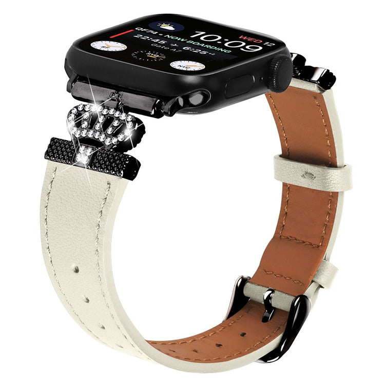 Rigtigt Fed Ægte Læder Universal Rem passer til Apple Smartwatch - Hvid#serie_2