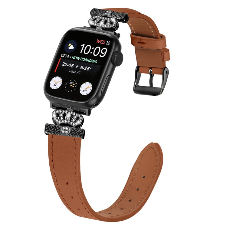 Rigtigt Fed Ægte Læder Universal Rem passer til Apple Smartwatch - Brun#serie_3